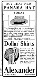 Advertisement for Panama Hats from the Idaho Statesman circa May 1913 