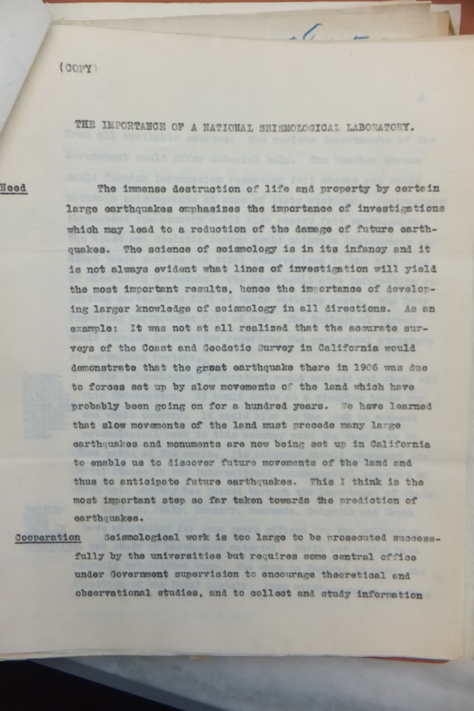 “The Importance of a National Seismological Laboratory,” Harry Fielding Reid.